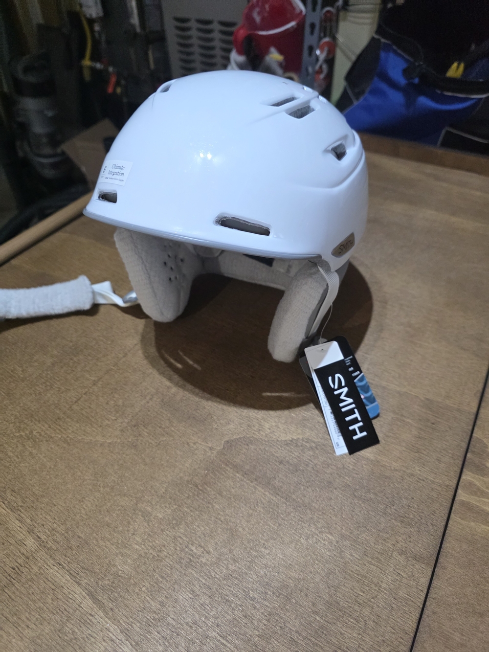 SMITH White Womens Ski/Snowboard Helmet with Padded Ear Coverage